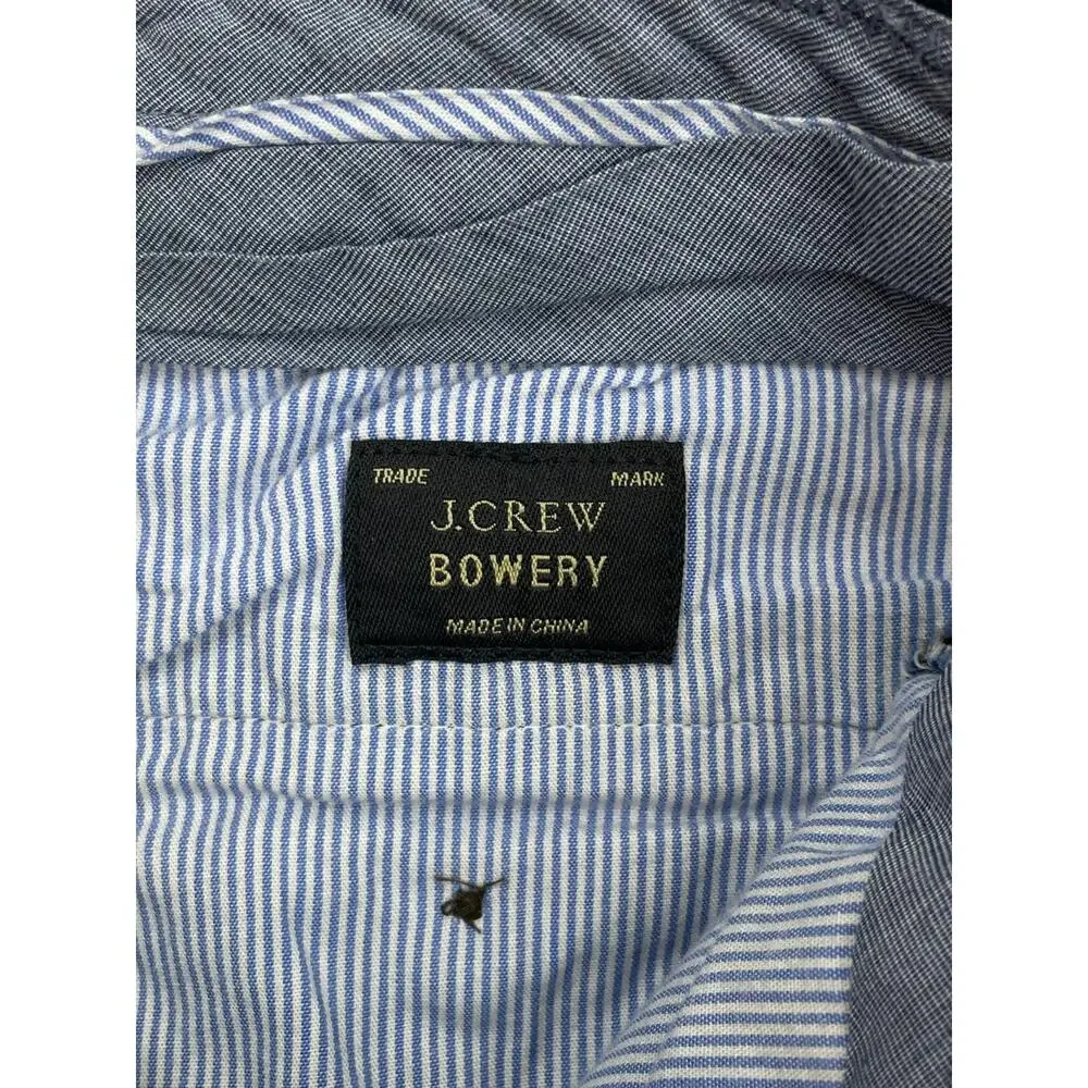 J Crew Pants Mens 34 x 32 Blue 100% Cotton Bowery‎ Flat Front Chino Straight
